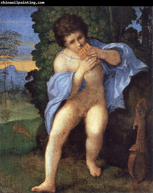 Palma Vecchio Young Faunus Playing the Syrinx