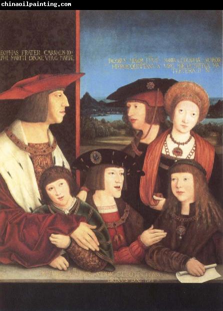 STRIGEL, Bernhard Emperor Maximilian i with his family