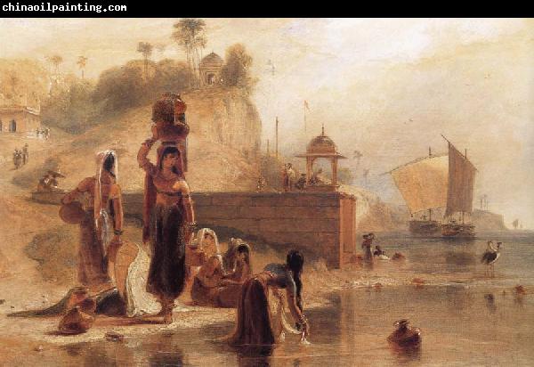 William Daniell Women Fetching Water from the River Ganges near Kara