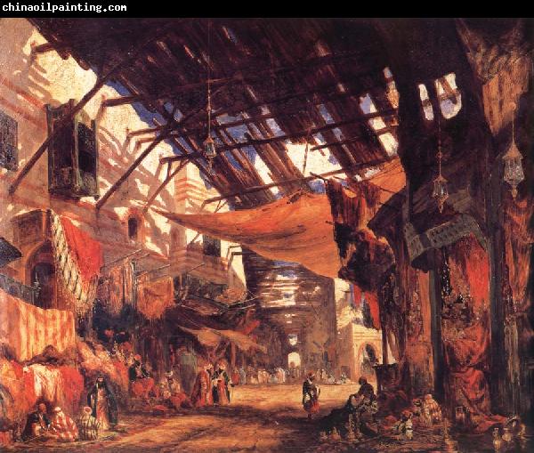 William James Muller The Carpet Bazaar in Cario