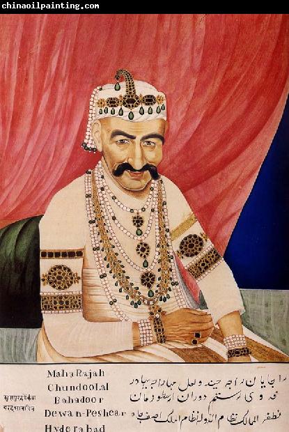 unknow artist Portrait of Maharaja Chandulal,Chief Minister of the Nizam of Hyderabad,Nawab Ali Khan,Asaf Jah Iv