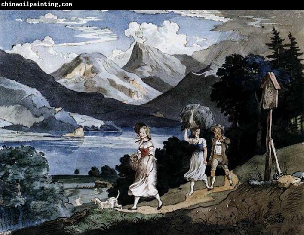 Adrian Ludwig Richter The Fuschlsee with the Schafberg Mountain in the Salzkammergut