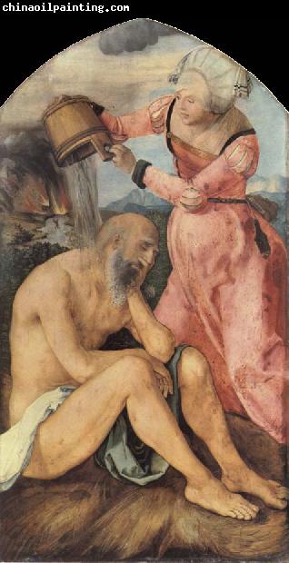 Albrecht Durer Job Castigated by his wife