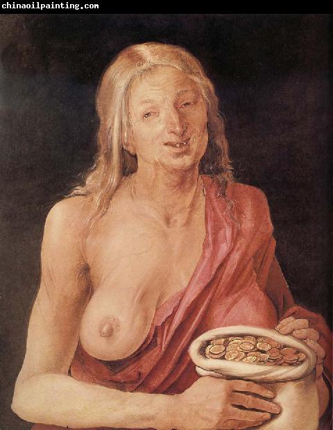 Albrecht Durer Old woman with Bag of coins