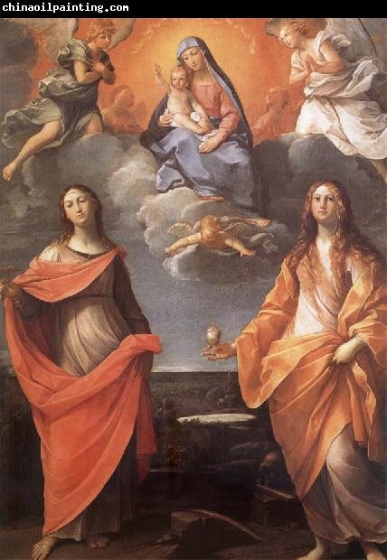 Annibale Carracci The Virgin appears before San Lucas and Holy Catalina