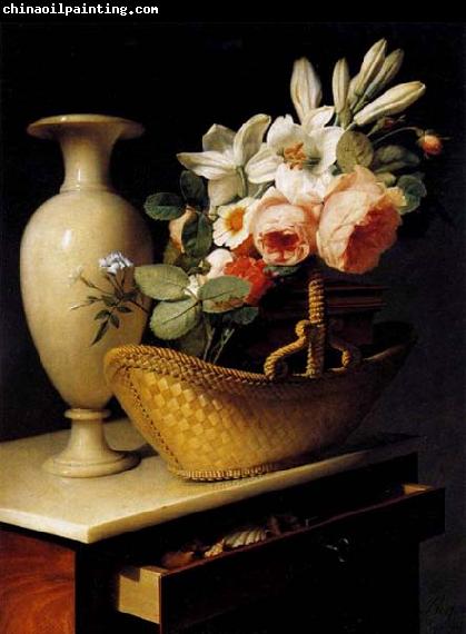 Antoine Berjon Still-Life with a Basket of Flowers