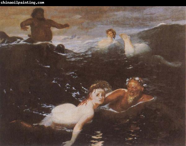 Arnold Bocklin Playing in the Waves