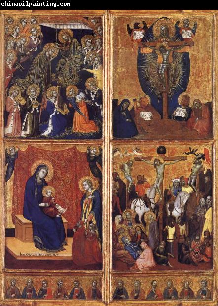 Barnaba Da Modena THe Coronation of the Virgin ,the trinity,the tirgin and child,the Crucifixion