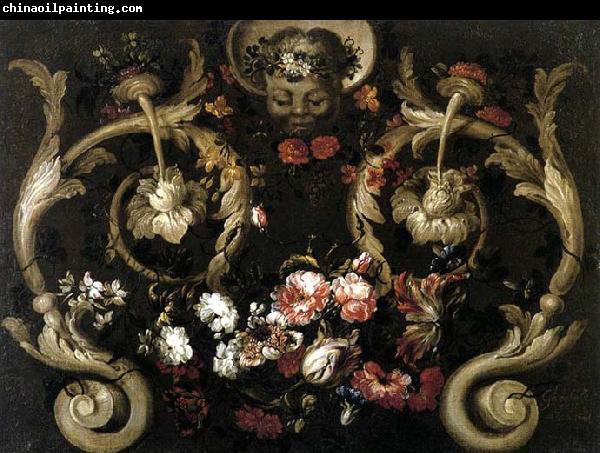 CORTE, Gabriel de la. Grotesques with Flowers