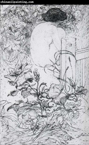 Carl Larsson A Rose and a Back Etching