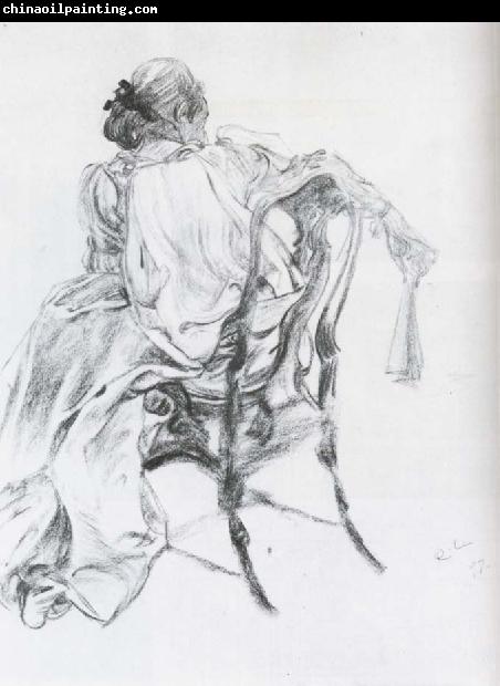 Carl Larsson Rococo Model Charcoal