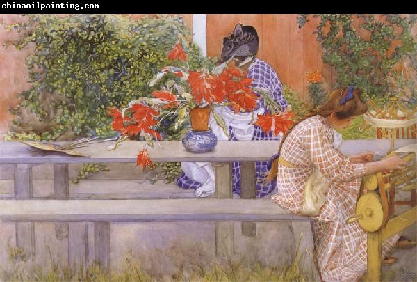 Carl Larsson Karin and Brita with Cactus