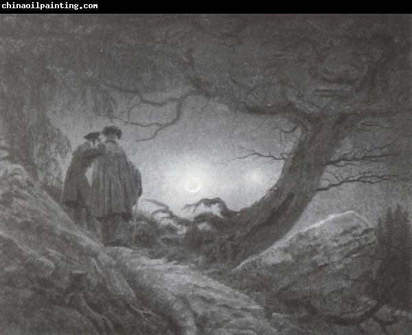 Caspar David Friedrich Zwei Manner  in Betrachtung des Mondes