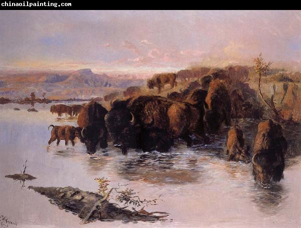 Charles M Russell The Buffalo Herd