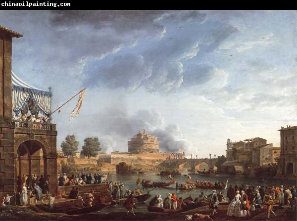 Claude-joseph Vernet A Sporting Contest on the Tiber at Rome