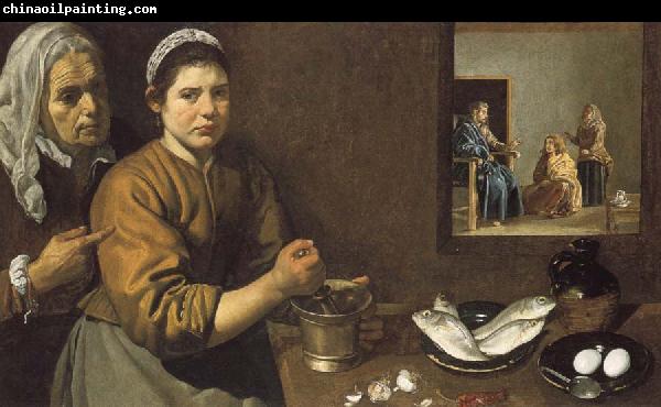 Diego Velazquez Kitchen Scene with Christ in the House of Martha and Hary