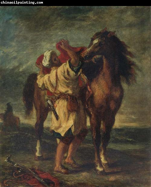 Eugene Delacroix Arab Sadding His Horse