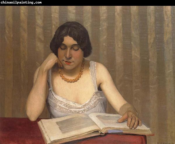 Felix  Vallotton Woman wiht Yellow Necklace Reading