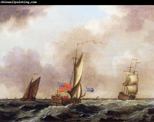 Francis Swaine A royal yacht and a merchantman in choppy seas