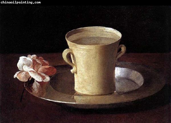 Francisco de Zurbaran Cup of Water and a Rose on a Silver Plate