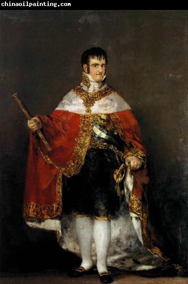 Francisco de goya y Lucientes King Ferdinand VII with Royal Mantle