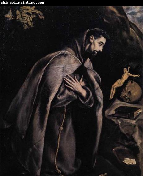 GRECO, El St Francis in Prayer before the Crucifix