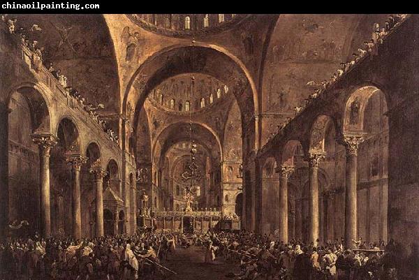 GUARDI, Francesco Doge Alvise IV Mocenigo Appears to the People in St Mark's Basilica in 1763