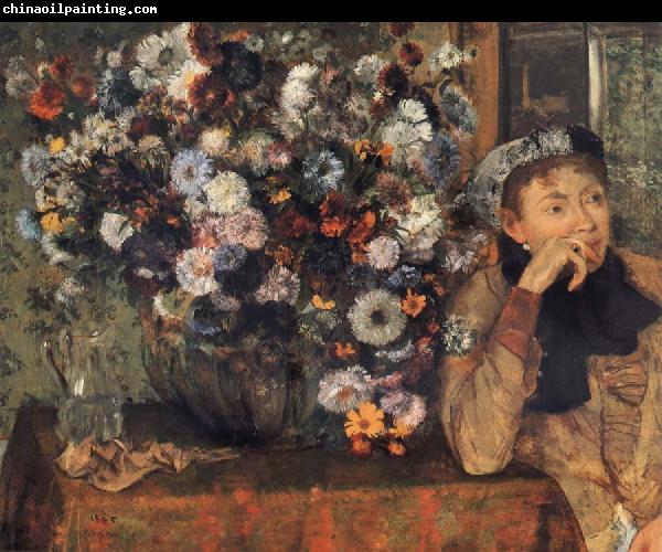 Germain Hilaire Edgard Degas A Woman with Chrysanthemums