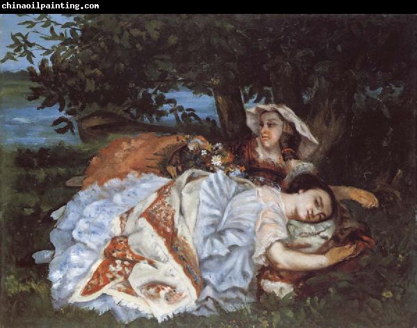 Gustave Courbet Young Ladies on the Bank of the Seine