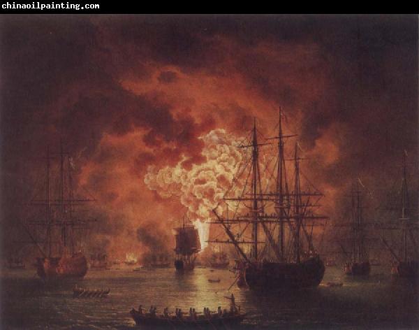 Jakob Philipp Hackert The Destruction of the Turkish Fleet in Chesme Harbour