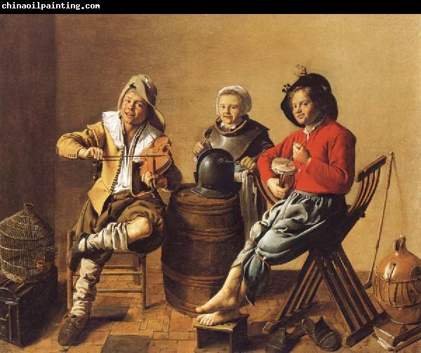 Jan Miense Molenaer Two Boys and a Girl Making Music