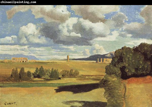 Jean Baptiste Camille  Corot The Roman Campagna,with the Claudian Aqueduct