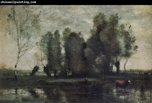 Jean Baptiste Camille  Corot Trees amidst the Marsh