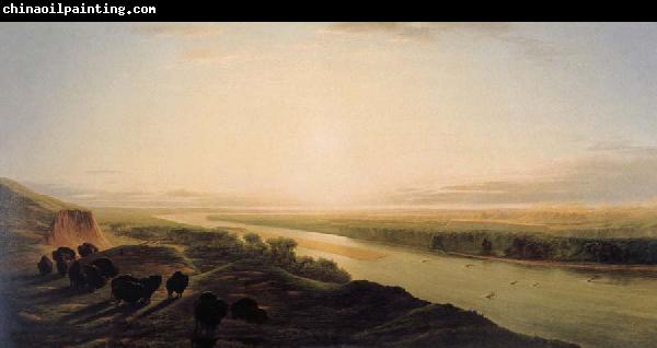 Jean-Baptiste Deshays A Herd of Bison Crossing the Missouri River