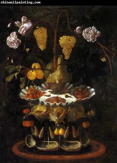 Juan de Espinosa Still-Life with a Shell Fountain, Fruit and Flowers