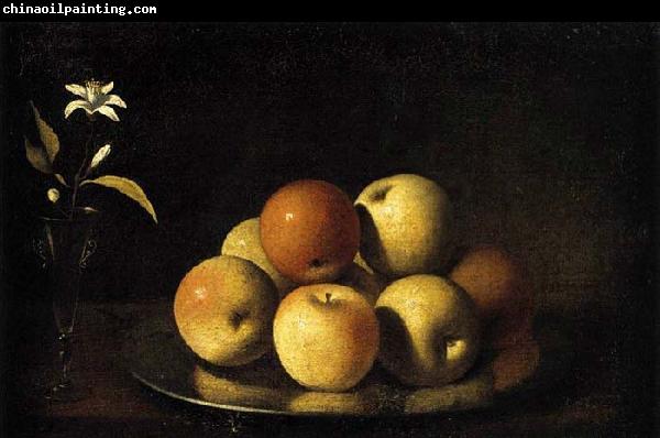 Juan de Zurbaran Still-Life with Plate of Apples and Orange Blossom