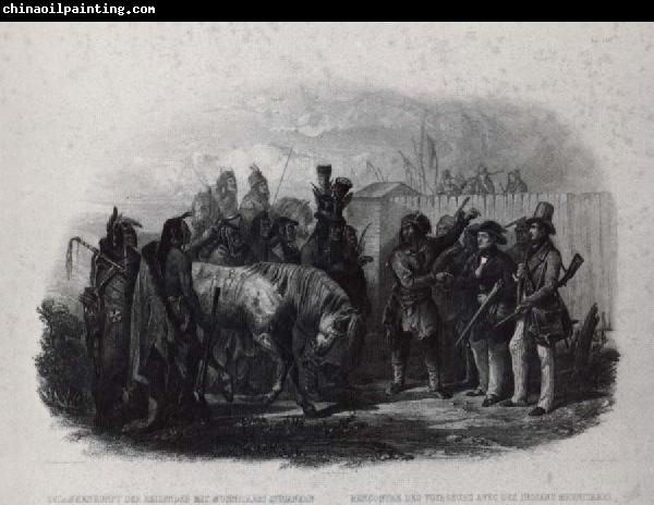 Karl Bodmer The Travelers meeting with Minnetarree indians near fort clark