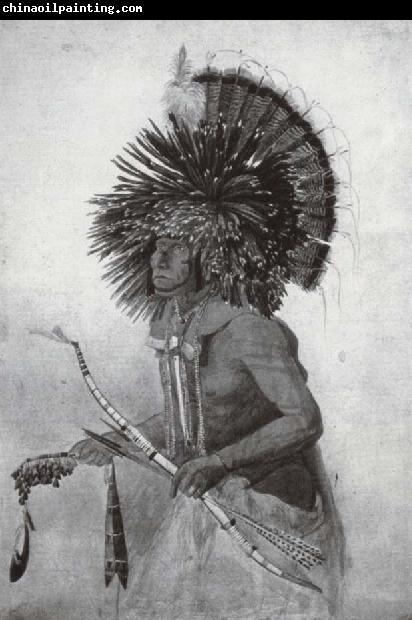 Karl Bodmer Pehriska-Ruhpa Hauptling der Hidatsa am oberen Missouri beim Hundetanz