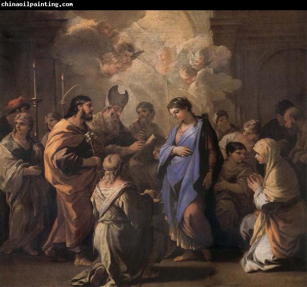 Luca Giordano Holy Ana and the nina Maria Second mitade of the 17th century