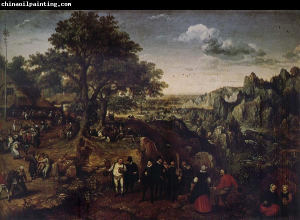 Lucas van Valckenborch Landscape with Village Festival