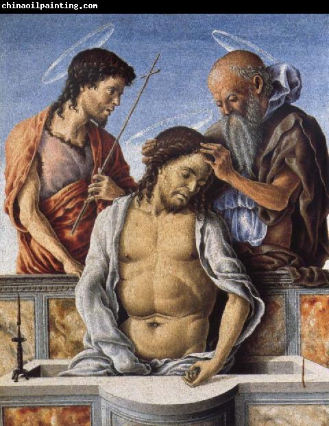 Marco Zoppo THe Dead Christ with Saint John the Baptist and Saint Jerome