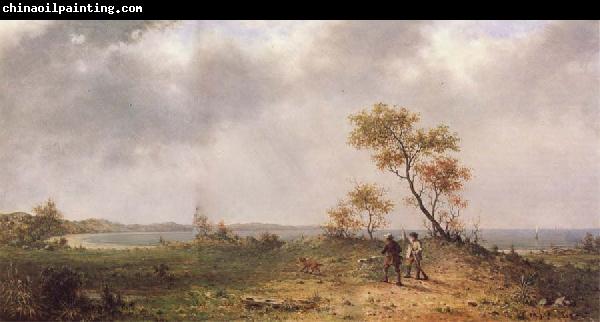 Martin Johnson Heade Zwei Jager in einer Landschaft