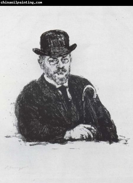 Max Slevogt Selbstbidnis with hat and cane
