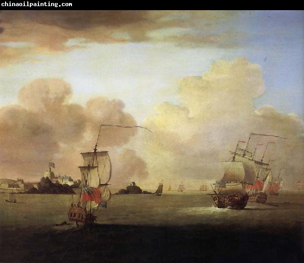 Monamy, Peter British men-o-war and a merchantman off Elizabeth Castle,Jersey