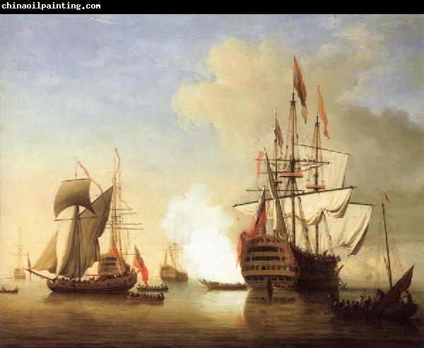 Monamy, Peter Stern view of the Royal William firing a salute