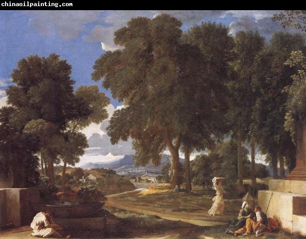 Nicolas Poussin Landscape with a Man Washing His Feet at a Fountain