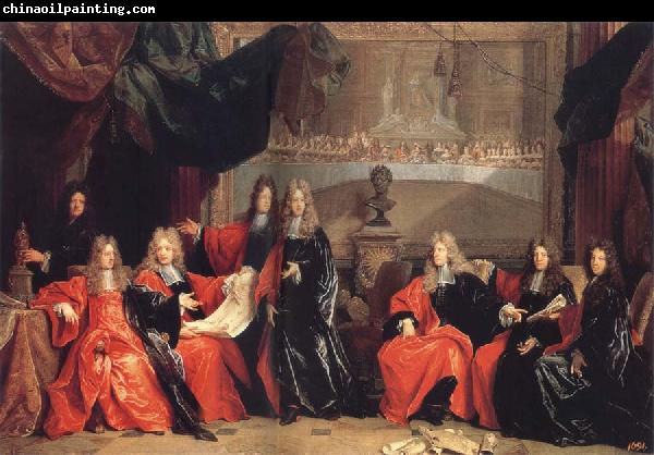 Nicolas de Largilliere The provost and Municipal Magistrates of Paris Discussing the Celebration of Louis XIV-s Dinner at the hotel de Ville after his Recovery in 1687