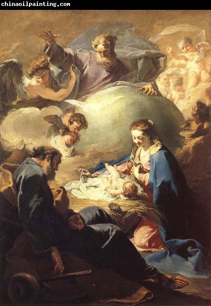 PELLEGRINI, Giovanni Antonio The Nativity with God the Father and the Holy Ghost