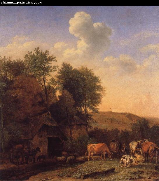 POTTER, Paulus A Landscape with Cows,sheep and horses by a Barn