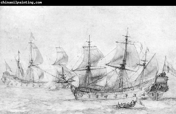 PUGET, Pierre Two Vessels under Sail